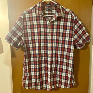 Rye Men's Casual Red, White, and Blue Plaid Shirt